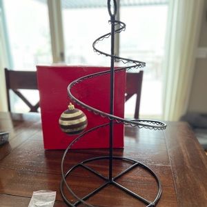 Crate&Barrel Small Bronze Swirl Ornament Tree (includes 12 hooks). 20”h x 12”w